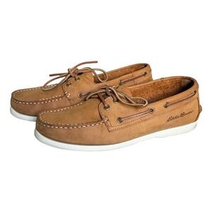 Eddie Bauer Providence Tan Brown Leather Boat Shoes Mens 9.5 M Summer